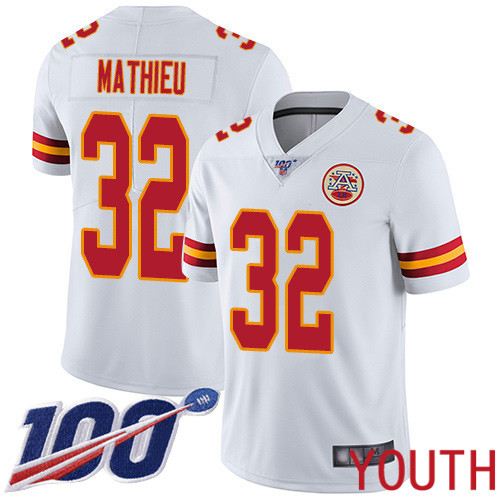 Youth Kansas City Chiefs #32 Mathieu Tyrann White Vapor Untouchable Limited Player 100th Season Football Nike NFL Jersey->youth nfl jersey->Youth Jersey